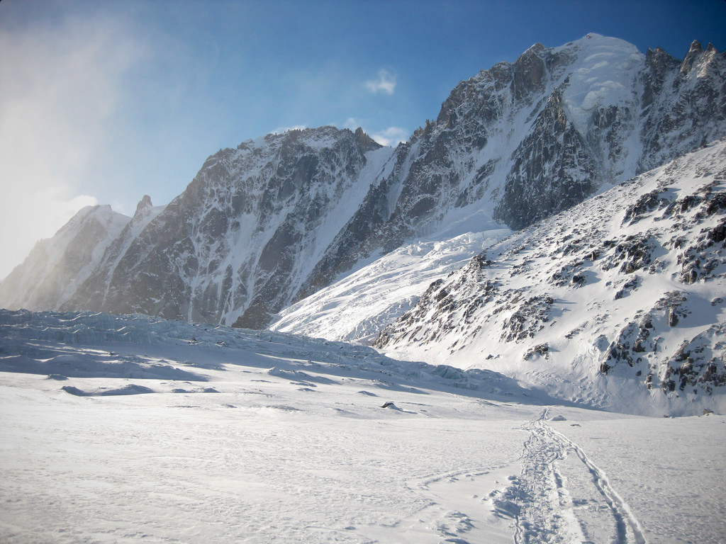 Panorama sul ghiacciaio de l'Argentière - in alto a destra l'Aiguille Verte 4.122m